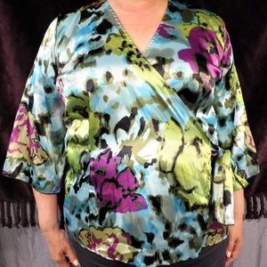 Lane Bryant Floral Kimono Wrap Top 22/24W